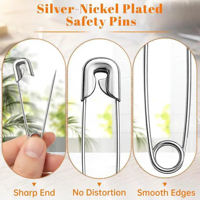 Alt view image 6 of 7 - 190 Pcs Safety Pins for Clothes Assorted Sizes Heavy Duty Nickel Plated Safety Pins for Sewing, Crafting, Diapers Large & Small Pins for Everyday Use