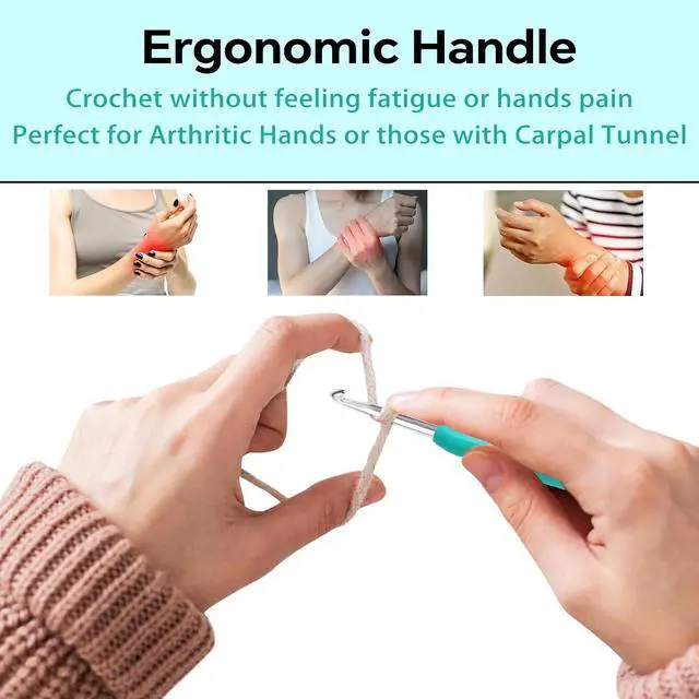 Alt view image 4 of 7 - 5.5mm Crochet Hook, Ergonomic Crochet Hook, Smooth and Extra Long Knitting Needles, with Soft Rubber Ergonomic Handle and Aluminum Tip, Perfect Beginner and Arthritic Crochet Hooks (5.5 mm)
