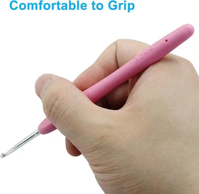 Alt view image 4 of 5 - suiwotin 2mm/2.5mm/3mm Crochet Hook, Aluminum Crochet Hook Set | 3pcs/Set, Rubber Ergonomic Handle, Knitting Needles for Yarn DIY Crafts Projects