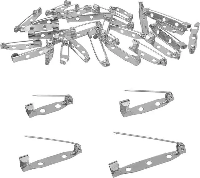 Main image of 30 Pcs Brooch Pins, 4 Sizes Pack, Silver Boutonniere Pins Badge Pin Safety Pin for DIY Craft Badge Name Tag (Silver)