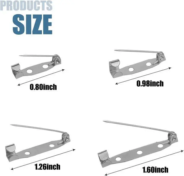 Alt view image 2 of 7 - 30 Pcs Brooch Pins, 4 Sizes Pack, Silver Boutonniere Pins Badge Pin Safety Pin for DIY Craft Badge Name Tag (Silver)