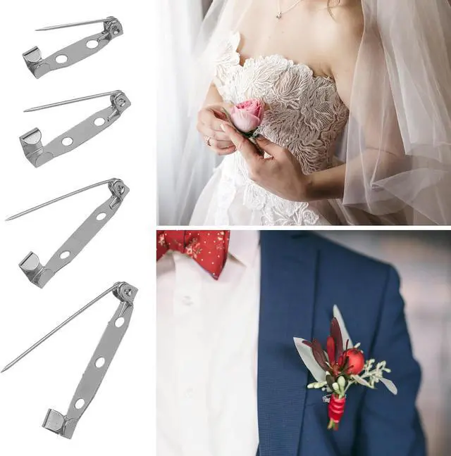 Alt view image 3 of 7 - 30 Pcs Brooch Pins, 4 Sizes Pack, Silver Boutonniere Pins Badge Pin Safety Pin for DIY Craft Badge Name Tag (Silver)