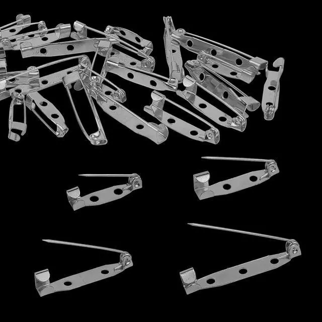 Alt view image 6 of 7 - 30 Pcs Brooch Pins, 4 Sizes Pack, Silver Boutonniere Pins Badge Pin Safety Pin for DIY Craft Badge Name Tag (Silver)