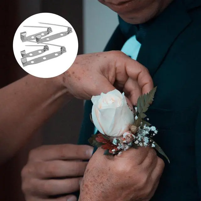 Alt view image 7 of 7 - 30 Pcs Brooch Pins, 4 Sizes Pack, Silver Boutonniere Pins Badge Pin Safety Pin for DIY Craft Badge Name Tag (Silver)