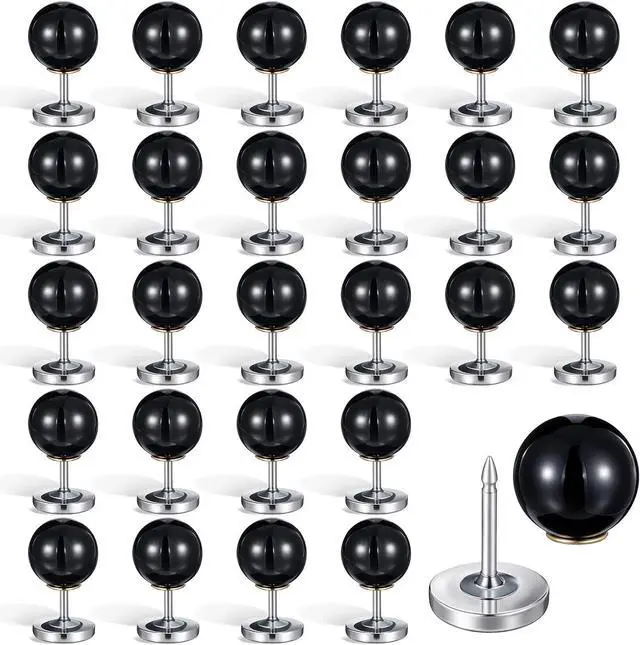 Main image of 30 Sets No Sew Black Pearl Buttons Brooch Pins Pearl Buttons for Clothes, Pearls Rivets No Tools Detachable and Reusable, Black Safety Pins for Dresses, DIY Clothing Accessories Craft Decoration