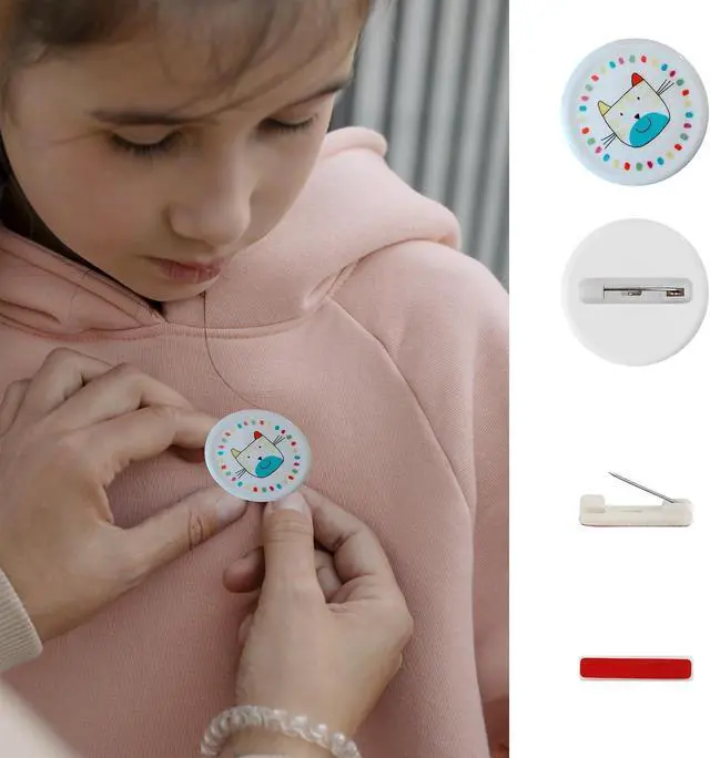 Alt view image 6 of 7 - 30 Pcs Safety Pins with Sticky Strips, 0.87 Inch Safety Badge Pins for Name Tags, ID Cards, and DIY Crafts
