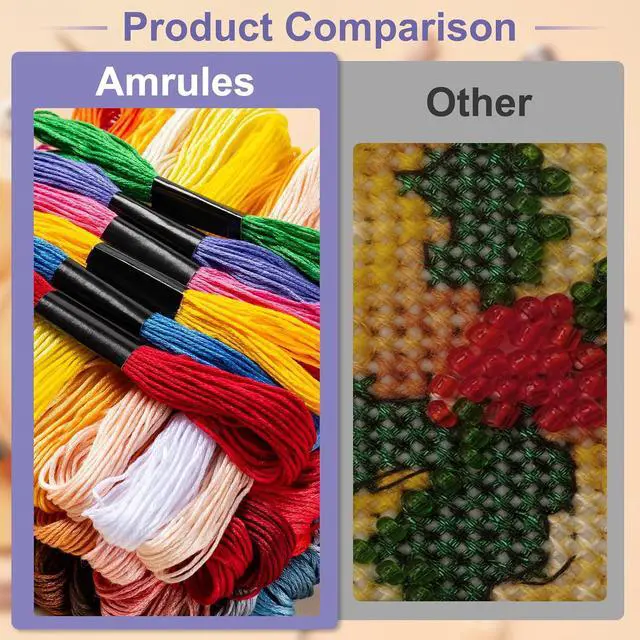 Alt view image 5 of 7 - Amrules Friendship Bracelet String, 60 Pcs Embroidery Floss, Colorful | Including 344.5" Cotton Cross Stitch Thread, Hand Embroidery Thread for DIY Sewing and Embroidery Crafts Making with Tools