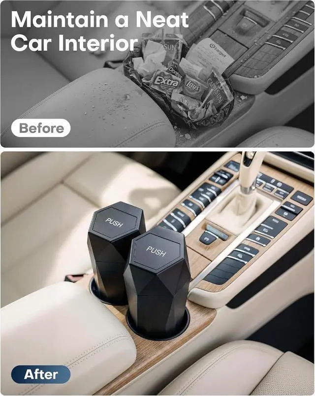Alt view image 5 of 7 - HOTOR Car Trash Can with Lid, Leakproof, Black, 1 Pack | Car Accessories for Interior, Garbage Can with 15 Attached Trash Bags, Multipurpose Organizer and Storage for Home & Office