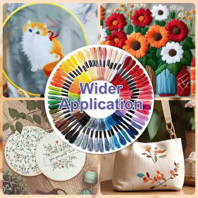 Alt view image 7 of 7 - Amrules Friendship Bracelet String, 60 Pcs Embroidery Floss, Colorful | Including 344.5" Cotton Cross Stitch Thread, Hand Embroidery Thread for DIY Sewing and Embroidery Crafts Making with Tools