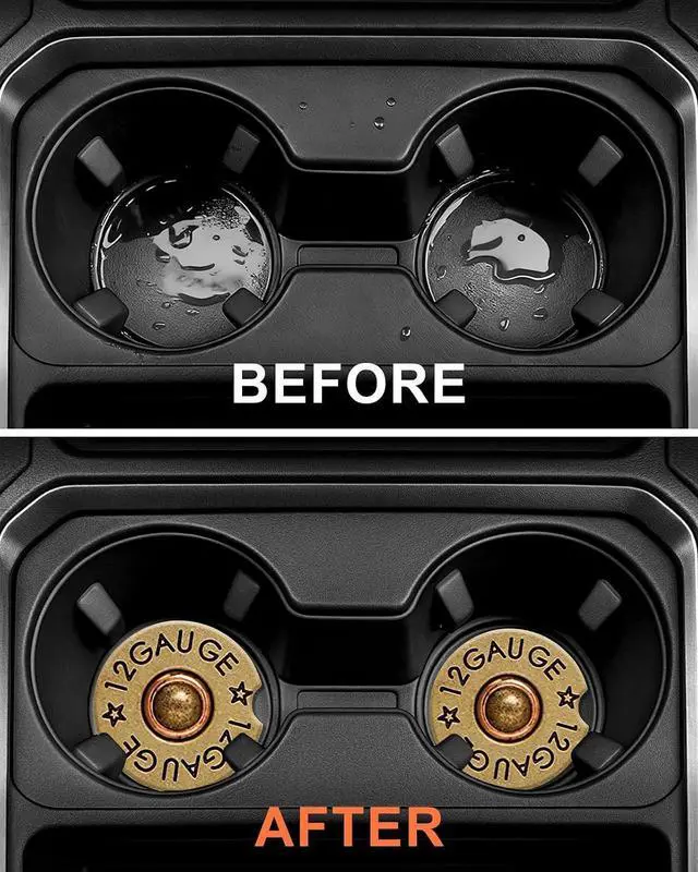 Alt view image 3 of 5 - Swooflia Car Coasters for Men - 12 Gauge Bullet Shaped Ceramic Car Cupholder Coaster Cool Absorbent Mat Coaster with Cork Base 2 Pack Automotive Cup Holder Accessories New Driver Gifts