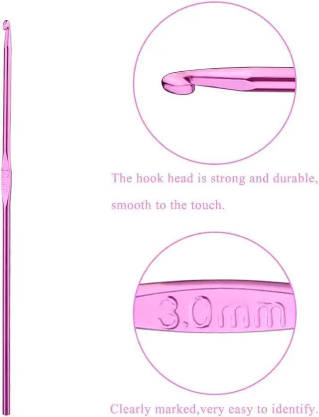 Alt view image 3 of 7 - Iuuidu 3mm Aluminum Crochet Hook, Smooth Crochet Needles | Crochet Hooks for Arthritic Hands, Knitting Needles for Yarn Craft, Great Handmade DIY Present for Friends, Random Color