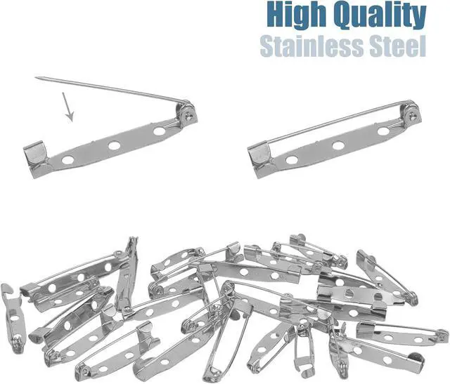 Alt view image 5 of 7 - 30 Pcs Brooch Pins, 4 Sizes Pack, Silver Boutonniere Pins Badge Pin Safety Pin for DIY Craft Badge Name Tag (Silver)