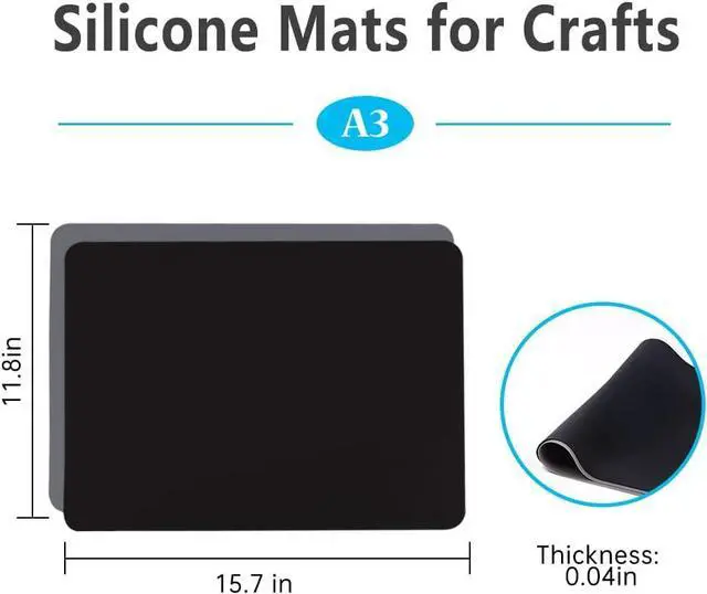 Alt view image 2 of 7 - Silicone Mat, IKOCO 15.7"x 11.8" Silicone Craft Mat for Playdough A3 Large Nonstick Resin Molds Sheets for Epoxy Resin Jewelry Casting, Black and Grey