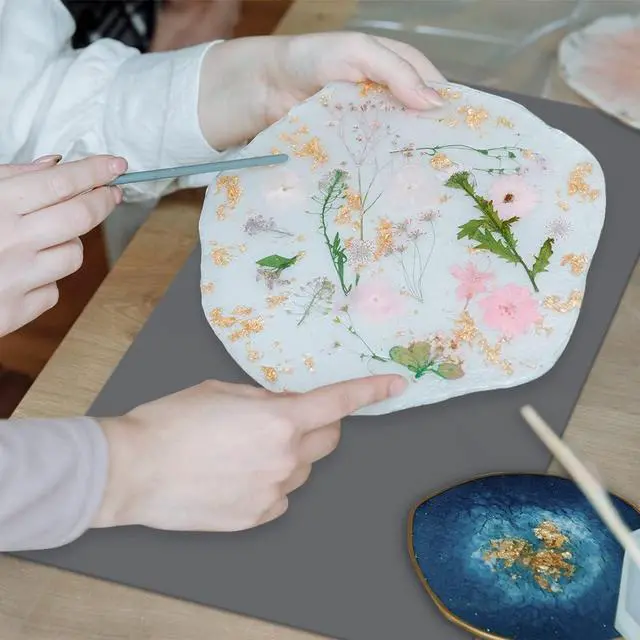 Alt view image 5 of 7 - Silicone Mat, IKOCO 15.7"x 11.8" Silicone Craft Mat for Playdough A3 Large Nonstick Resin Molds Sheets for Epoxy Resin Jewelry Casting, Black and Grey