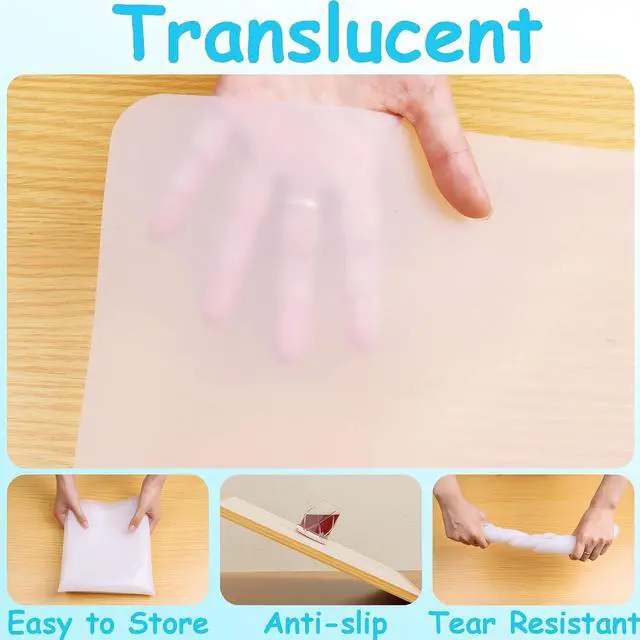 Alt view image 4 of 7 - PABUSIOR Clear Silicone Mats for Crafts: Non-Slip Heat Resistant 2/Pack | Translucent Nonstick Silicone Placemats - Silicone Pad for Jewelry Art Epoxy Resin Slime Sheet Nail DIY 11.8"W x 15.75"L