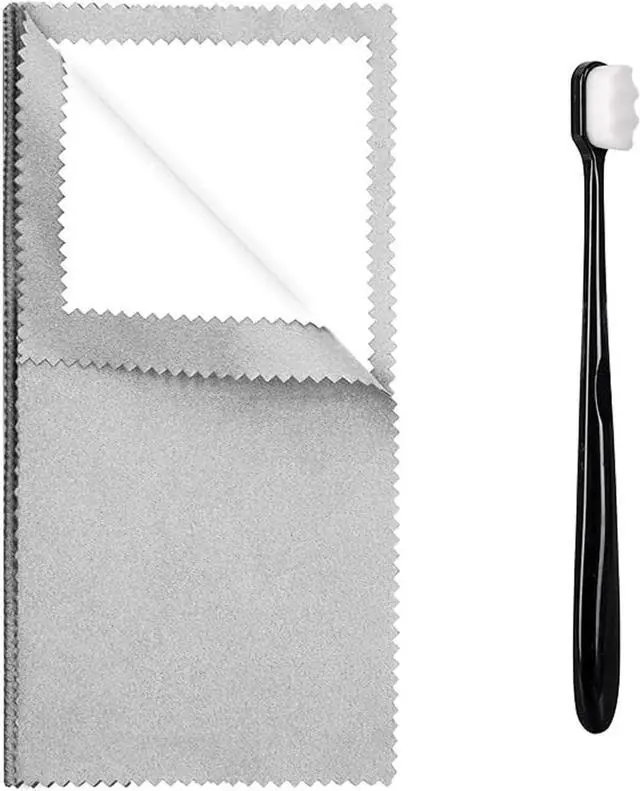 Main image of Syyflibb Polishing Cleaning Cloth for Gold, Silver, and Platinum Jewelry, 1 Ultra-Soft Brushes Wave,Rings & Chains | Tarnish Removal(Grey)