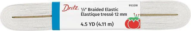 Main image of Dritz 9532W Braided Elastic, 1/2-Inch x 4-1/2-Yard, White
