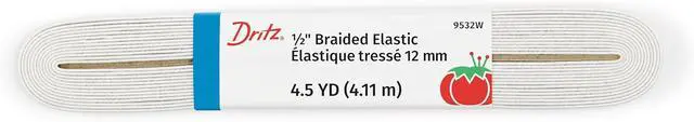 Alt view image 2 of 5 - Dritz 9532W Braided Elastic, 1/2-Inch x 4-1/2-Yard, White