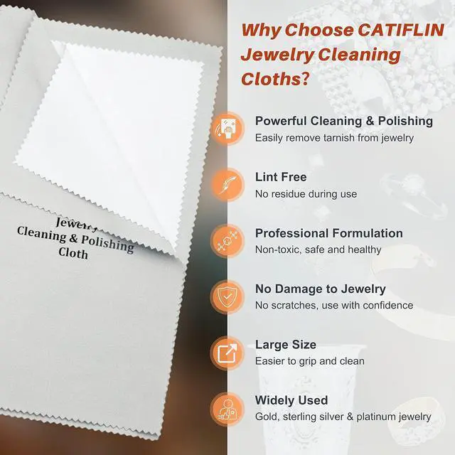 Alt view image 2 of 7 - CATIFLIN 2pcs Multi-Layer Jewelry Cleaning Cloth, Large Silver Polishing Cloth, 100% Cotton Jewelry Polishing Cloths for Gold, Silver and Platinum Jewelry (Light Gray, 10 "X12)