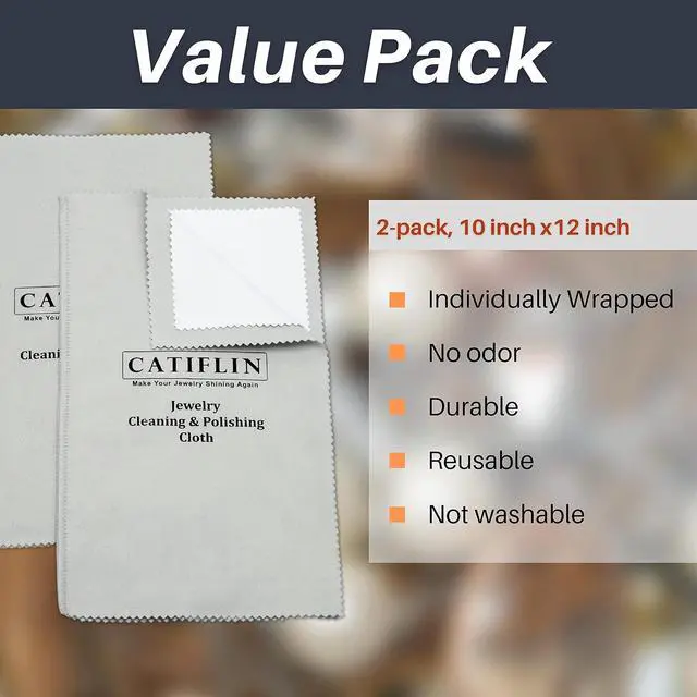 Alt view image 7 of 7 - CATIFLIN 2pcs Multi-Layer Jewelry Cleaning Cloth, Large Silver Polishing Cloth, 100% Cotton Jewelry Polishing Cloths for Gold, Silver and Platinum Jewelry (Light Gray, 10 "X12)