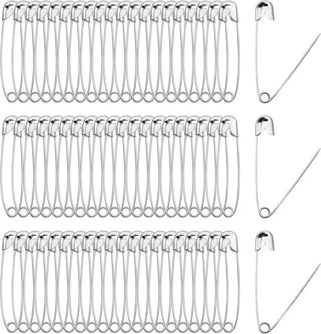 Main image of 100 PCS 46mm Safety Pins Nickel Plated, Sharp for Sewing Crafts | Nickel-Plated Rust-Proof Metal, Sharp Tip For Easy Piercing, Secure Buckle Design, For Sewing Quilting Jewelry DIY Crafts