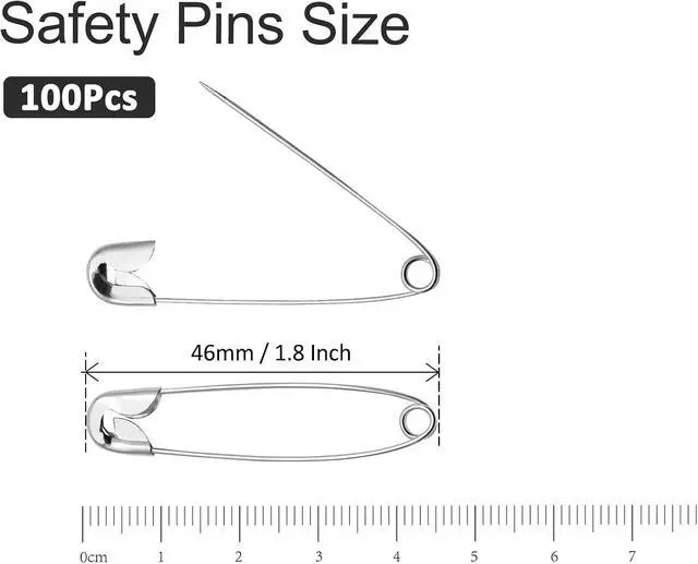 Alt view image 5 of 7 - 100 PCS 46mm Safety Pins Nickel Plated, Sharp for Sewing Crafts | Nickel-Plated Rust-Proof Metal, Sharp Tip For Easy Piercing, Secure Buckle Design, For Sewing Quilting Jewelry DIY Crafts