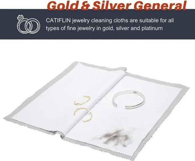 Alt view image 5 of 7 - CATIFLIN 2pcs Multi-Layer Jewelry Cleaning Cloth, Large Silver Polishing Cloth, 100% Cotton Jewelry Polishing Cloths for Gold, Silver and Platinum Jewelry (Light Gray, 10 "X12)