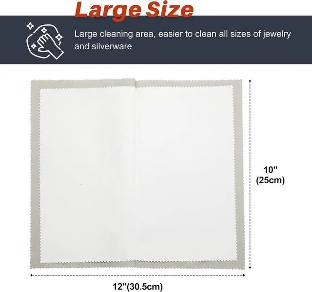 Alt view image 4 of 7 - CATIFLIN 2pcs Multi-Layer Jewelry Cleaning Cloth, Large Silver Polishing Cloth, 100% Cotton Jewelry Polishing Cloths for Gold, Silver and Platinum Jewelry (Light Gray, 10 "X12)