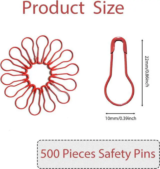 Alt view image 2 of 7 - 500 Pcs Red Bulb Pins 0.8" Gourd Safety Pins for Craft Project, Home Accessories