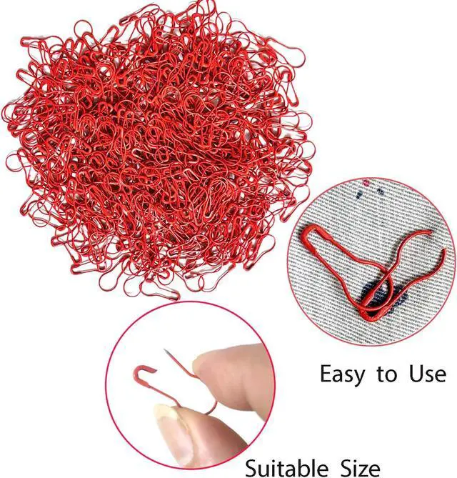 Alt view image 6 of 7 - 500 Pcs Red Bulb Pins 0.8" Gourd Safety Pins for Craft Project, Home Accessories