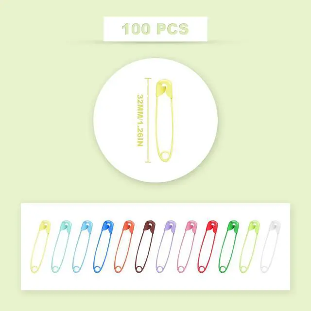 Alt view image 2 of 6 - KINBOM 100pcs 1.26inch Small Safety Pins Assorted, with Plastic Case Stainless Steel Colorful Safety Pins Bulk for Clothes Sewing Jewelry Crafts DIY (Multicolored)