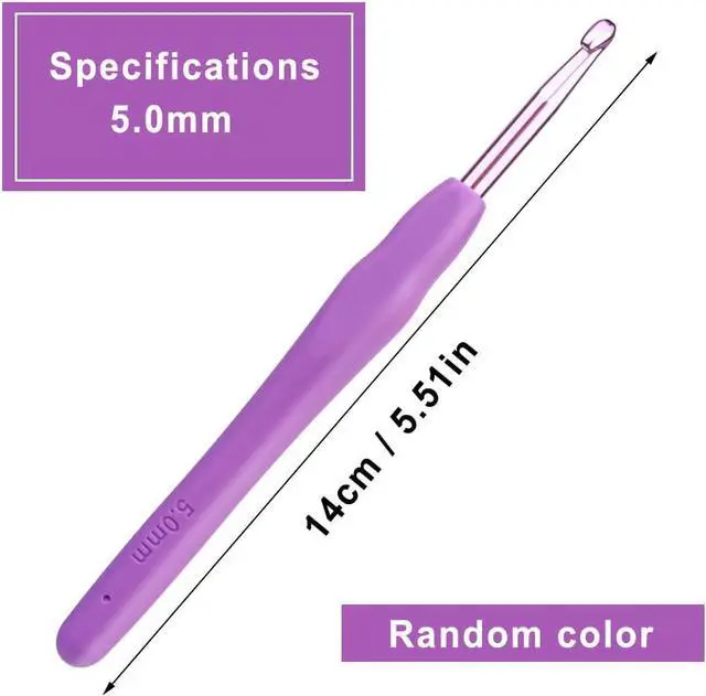 Alt view image 2 of 7 - kgxulr Crochet Hook, 5 mm Crochet Needles, Ergonomic Crochet Hooks | Crochet Hooks for Arthritic Hands, Beginners and Handmade DIY with Aluminum Soft Grip Rubber Handle