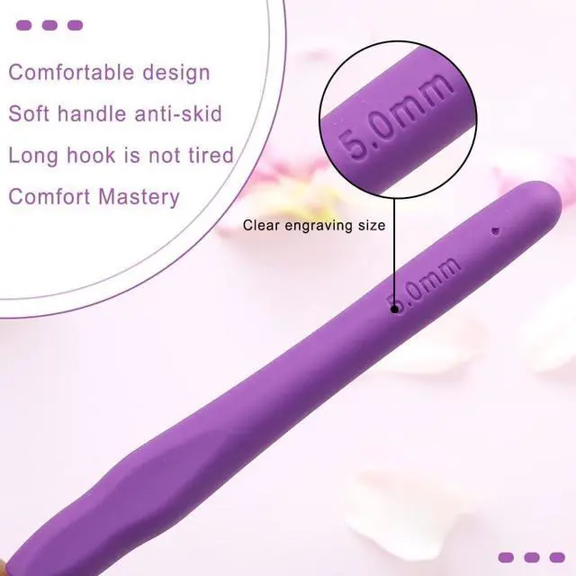 Alt view image 4 of 7 - kgxulr Crochet Hook, 5 mm Crochet Needles, Ergonomic Crochet Hooks | Crochet Hooks for Arthritic Hands, Beginners and Handmade DIY with Aluminum Soft Grip Rubber Handle