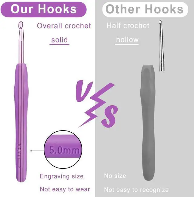 Alt view image 5 of 7 - kgxulr Crochet Hook, 5 mm Crochet Needles, Ergonomic Crochet Hooks | Crochet Hooks for Arthritic Hands, Beginners and Handmade DIY with Aluminum Soft Grip Rubber Handle
