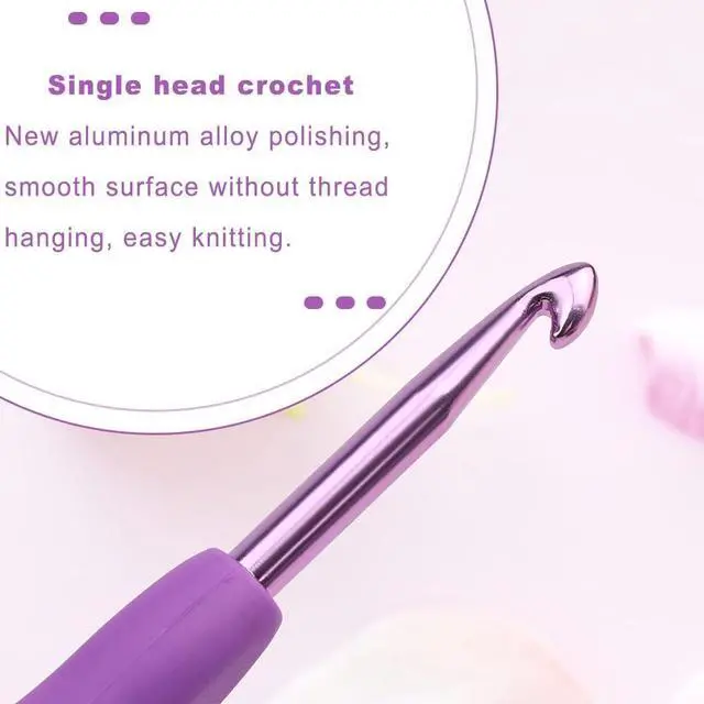 Alt view image 3 of 7 - kgxulr Crochet Hook, 5 mm Crochet Needles, Ergonomic Crochet Hooks | Crochet Hooks for Arthritic Hands, Beginners and Handmade DIY with Aluminum Soft Grip Rubber Handle