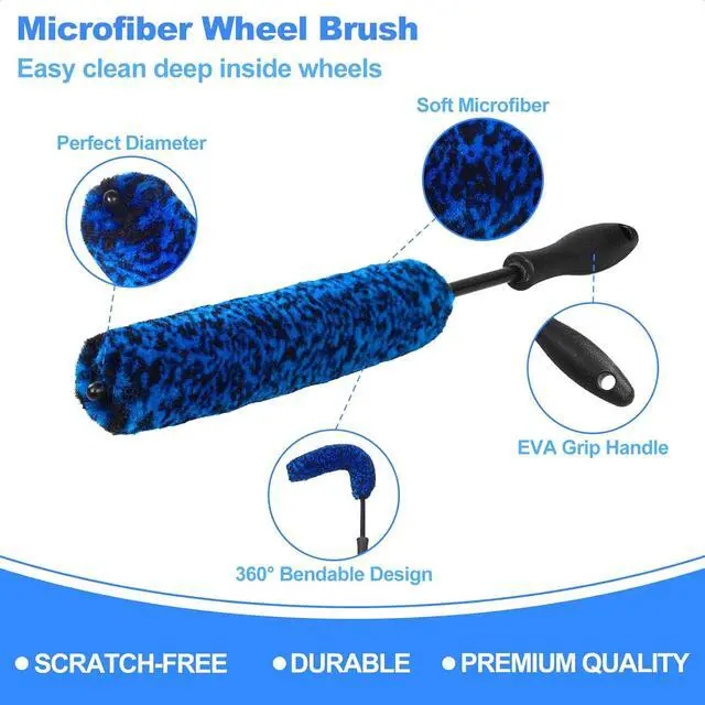 Alt view image 3 of 7 - 3PCS Wheel Brush Kit for Cleaning Wheel and Tire, Wheel and Rim Brush, Car Detailing Brushes, Bendable & Durable Car Wheel Rim Cleaner Brush Set,Car Detailing Cleaning Brush Supplies Kit