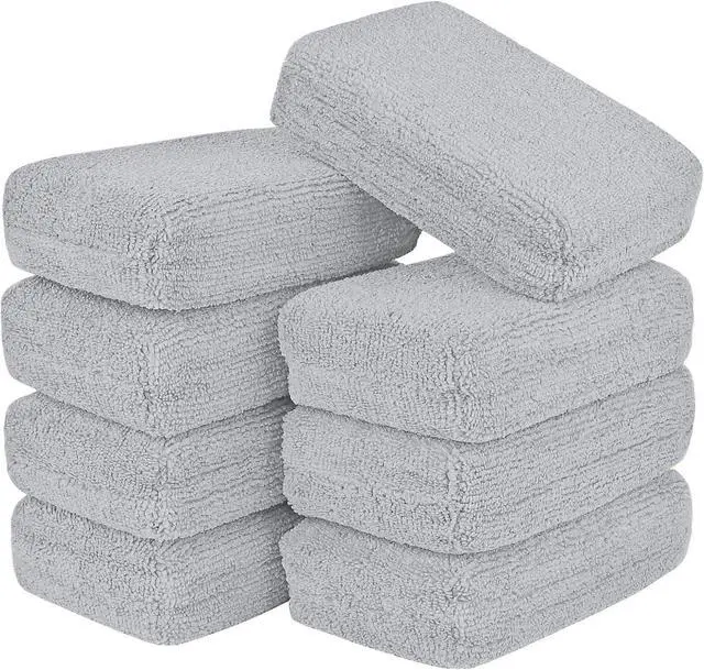 Main image of AIDEA Microfiber Applicator Pad-8 Pack, Car Wash Sponge, Grey | Microfiber Sponge and Cleaning Pads, Perfect for Effortless Wax, Sealant, Conditioner Application, Car Detailing Supplies