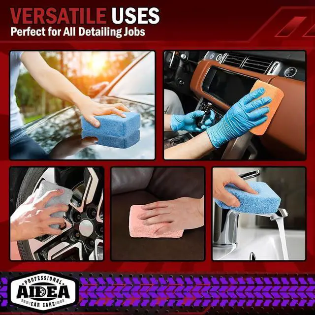 Alt view image 7 of 7 - AIDEA Microfiber Applicator Pad-8 Pack, Car Wash Sponge, Grey | Microfiber Sponge and Cleaning Pads, Perfect for Effortless Wax, Sealant, Conditioner Application, Car Detailing Supplies