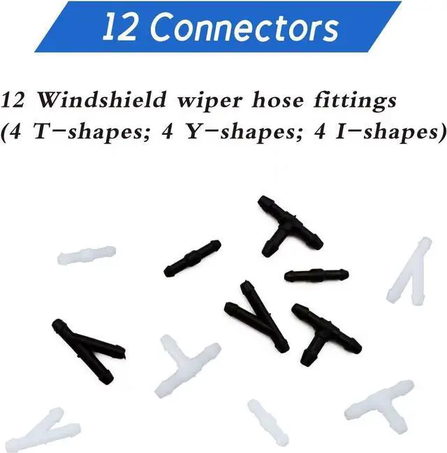 Alt view image 4 of 6 - Windshield Washer Hose Kit, 4 Meter Washer Fluid Hose with 12 Pcs Hose Connectors, Suitable for Most Car Windshield Washer Tubing