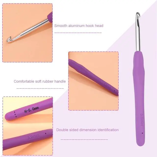 Alt view image 3 of 7 - SHWAKK Crochet Hook, 5.0 mm Ergonomic Crochet Hook for Arthritic Hands | Crochet Needles, Knitting Needles with Soft Handle Beginners and Experienced Hobbyists (5.0 mm)
