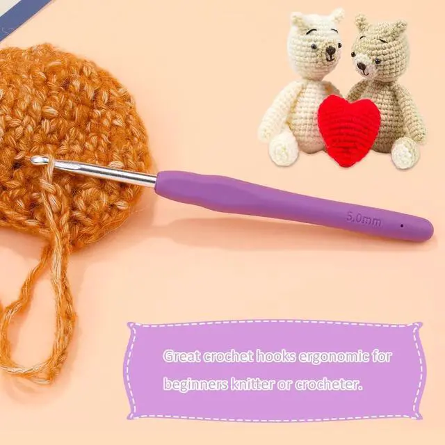 Alt view image 5 of 7 - SHWAKK Crochet Hook, 5.0 mm Ergonomic Crochet Hook for Arthritic Hands | Crochet Needles, Knitting Needles with Soft Handle Beginners and Experienced Hobbyists (5.0 mm)