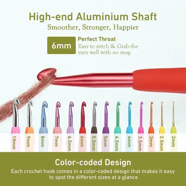 Alt view image 3 of 7 - 6mm Crochet Hook, Super Smooth 6 mm Ergonomic Crochet Hooks for Beginners | Comfort Crochet Needle for Arthritic Hands, Knitting Needles with Soft Handle,1 Pack