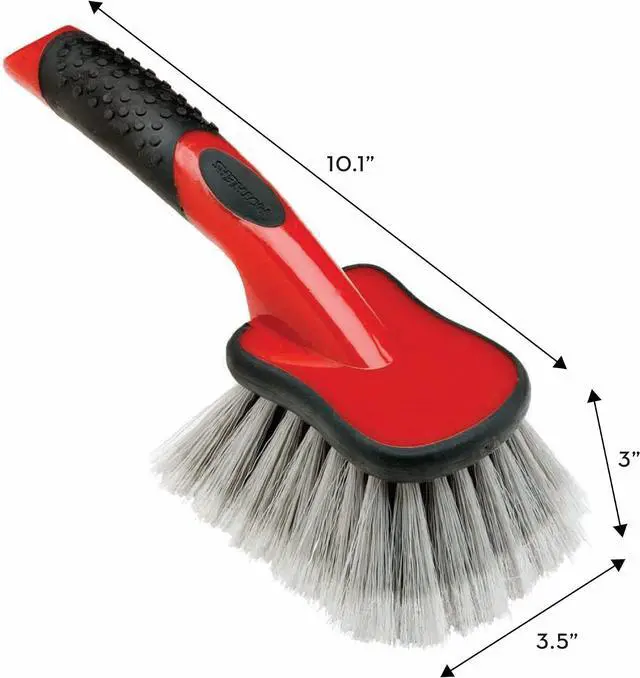 Alt view image 6 of 7 - Mothers Car Wash Brush, Wheel and Fender Brush, Short Handle Tire Cleaner for Car Detailing, 10 Inch, Red/Black
