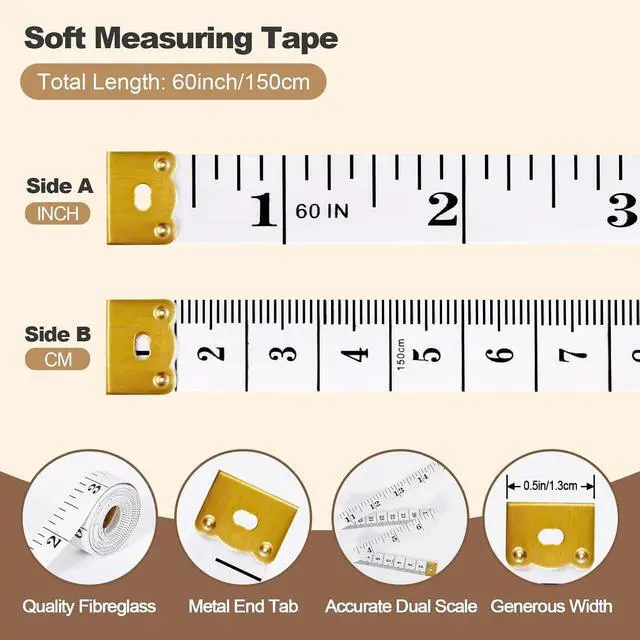 Alt view image 2 of 6 - Upgraded Soft Tape Measure, Measuring Tape for Body Measurements, Retractable Measuring Tape, Flexible Measuring Tape for Body, Sewing, Fabric, Tailor, Mini Tape Measure, 2 Pcs