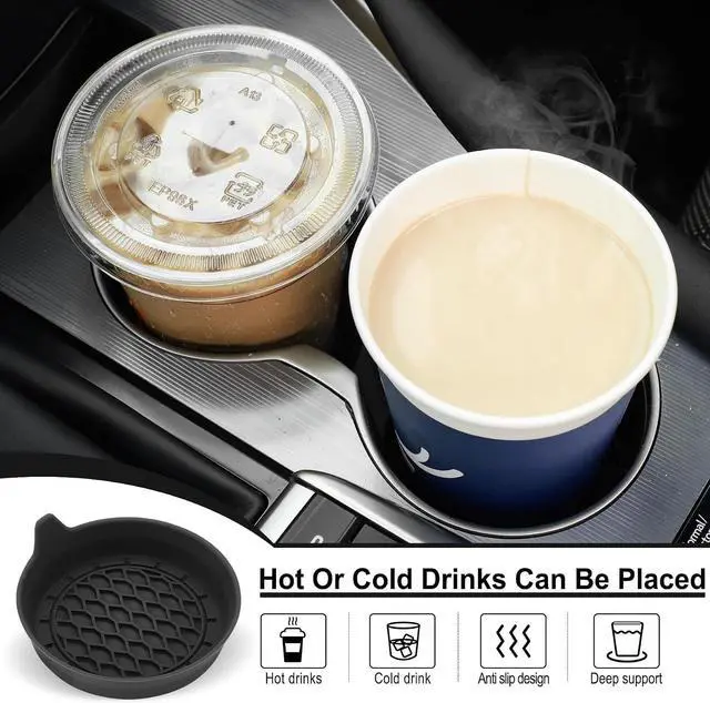 Alt view image 3 of 5 - SINGARO Car Cup Holder Coaster, Silicone Cup Holder Insert, Universal Non-Slip Cup Holders, Car Accessories Interior for Women and Man Interior Sets 4 Pack Black