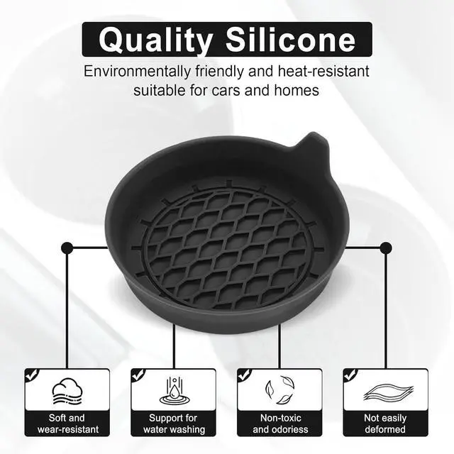 Alt view image 5 of 5 - SINGARO Car Cup Holder Coaster, Silicone Cup Holder Insert, Universal Non-Slip Cup Holders, Car Accessories Interior for Women and Man Interior Sets 4 Pack Black