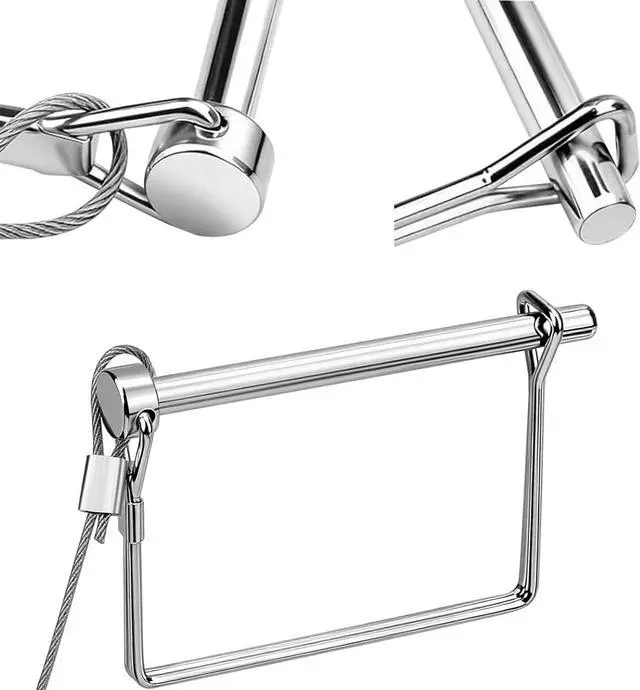 Alt view image 2 of 6 - 2 Pack 5/16"x4"Trailer Coupler Pin with Anti-Loss Cable, Square Wire Lock Pin for Trailer Hitch Latch, Utility Trailer, Boat Trailer, Lawn Tractor, Secure Towing Accessories