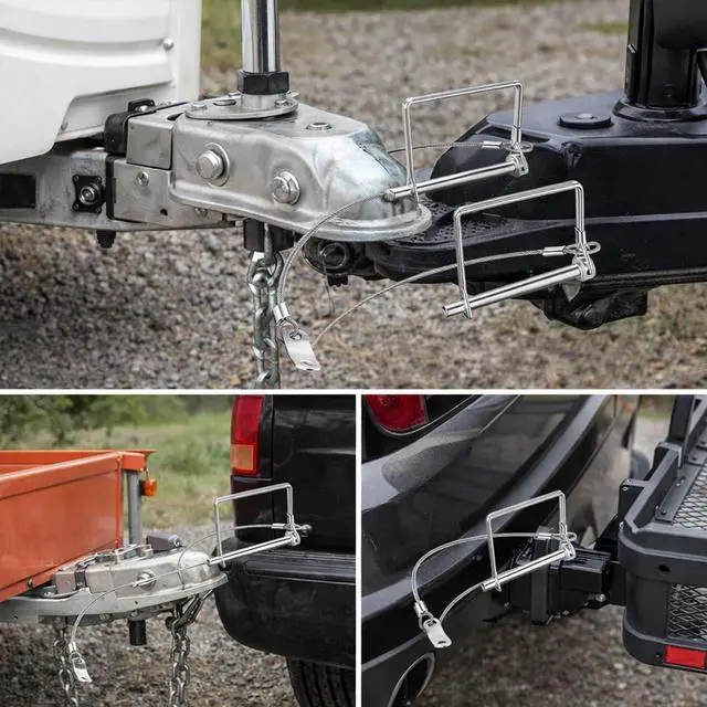 Alt view image 4 of 6 - 2 Pack 5/16"x4"Trailer Coupler Pin with Anti-Loss Cable, Square Wire Lock Pin for Trailer Hitch Latch, Utility Trailer, Boat Trailer, Lawn Tractor, Secure Towing Accessories