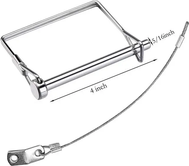 Alt view image 3 of 6 - 2 Pack 5/16"x4"Trailer Coupler Pin with Anti-Loss Cable, Square Wire Lock Pin for Trailer Hitch Latch, Utility Trailer, Boat Trailer, Lawn Tractor, Secure Towing Accessories