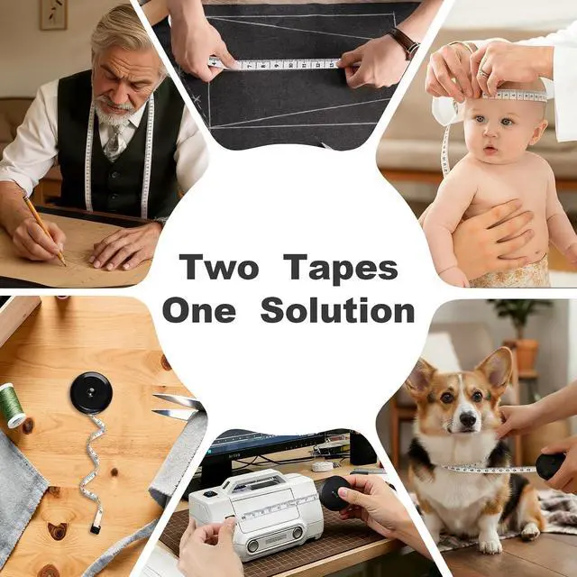 Alt view image 6 of 6 - Upgraded Soft Tape Measure, Measuring Tape for Body Measurements, Retractable Measuring Tape, Flexible Measuring Tape for Body, Sewing, Fabric, Tailor, Mini Tape Measure, 2 Pcs